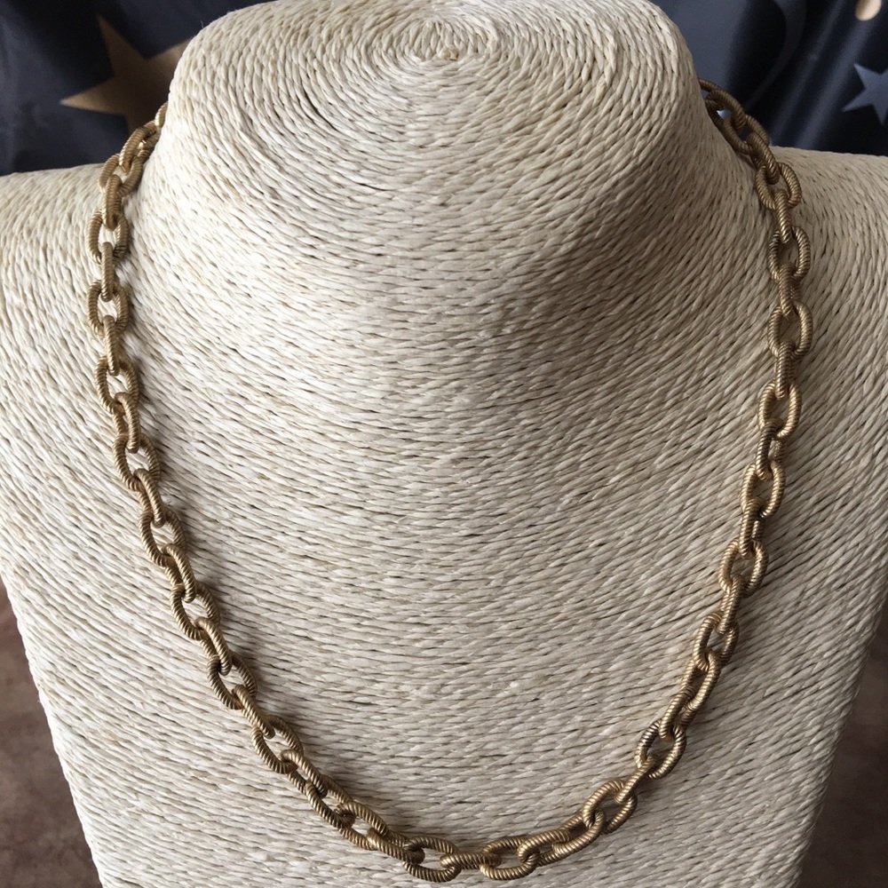 JAY STRONGWATER NIB AUTHENTIC TOGGLE 18K GOLD-PLATED TEXTURED FINISH NECKLACE
